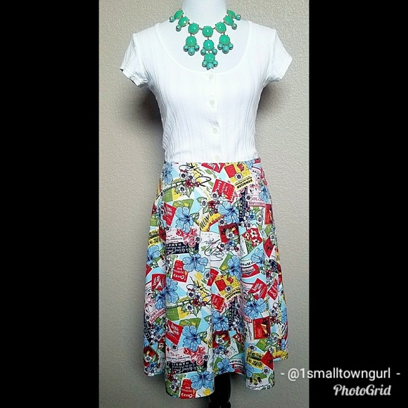 VTG Zinc Hawaiian Graphic Print Fit & Flare 10/11 - Picture 3 of 8